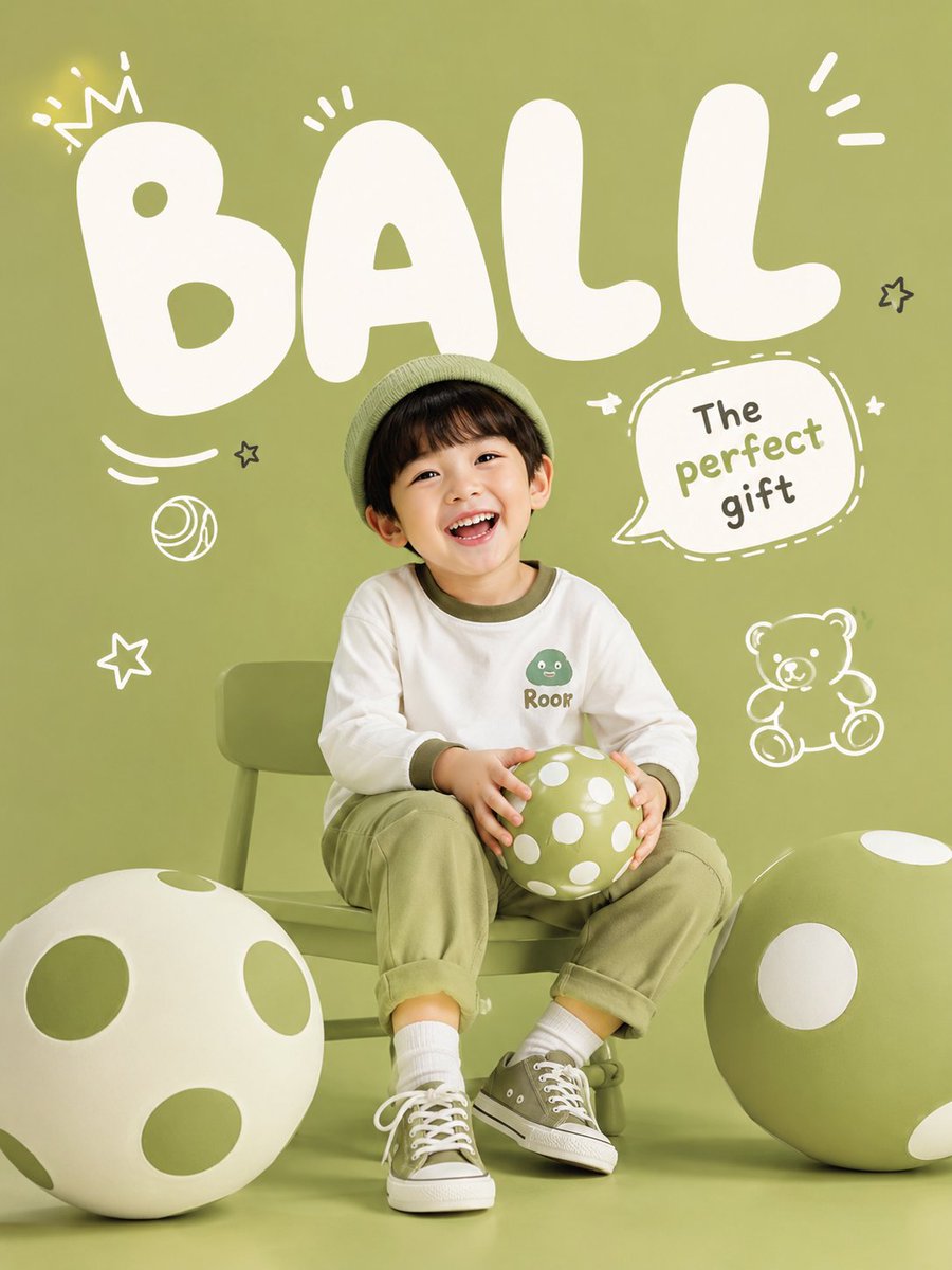 Kids Fashion Ball Poster With Doodle Typography — AI result, variation 2 of 2