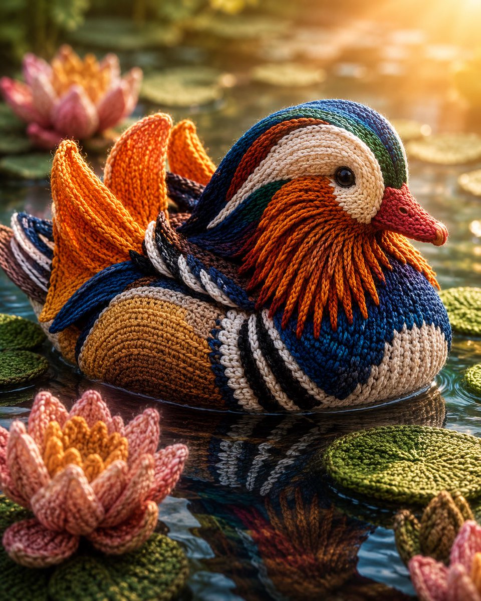 Knitted Scarlet Macaw Yarn Art Portrait — AI result, variation 4 of 4