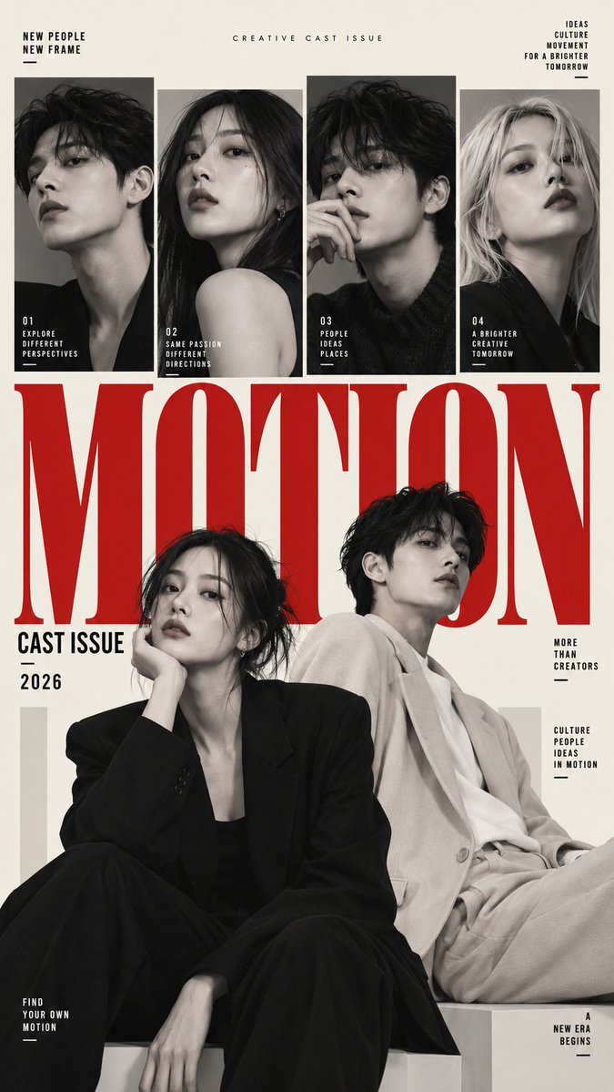 Layered Group Portrait Magazine Cover Layout — AI result, variation 3 of 4