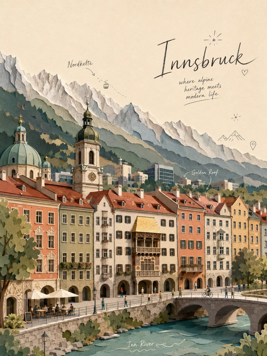 Layered Paper Cut Lakeside Village Poster — AI result, variation 4 of 4