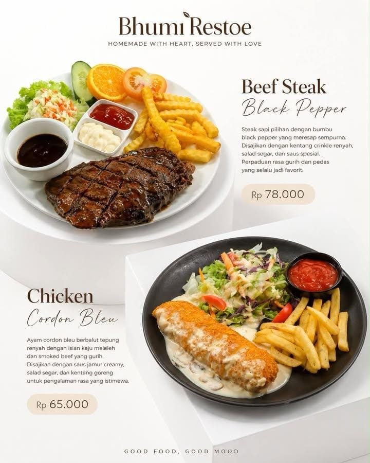 A clean promotional layout that stages the product on white pedestals in a layered arrangement, with a brand header, tagline, and price label. The soft studio…