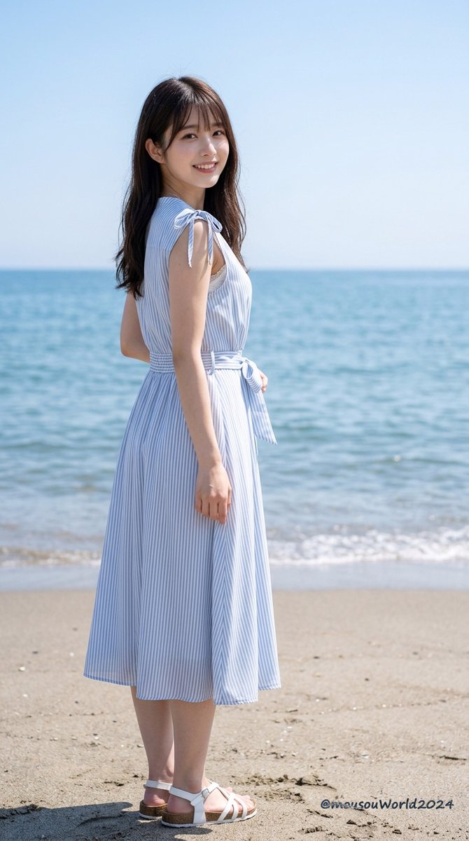 Light Blue Striped Midi Shirt Dress Design — AI result, variation 2 of 2