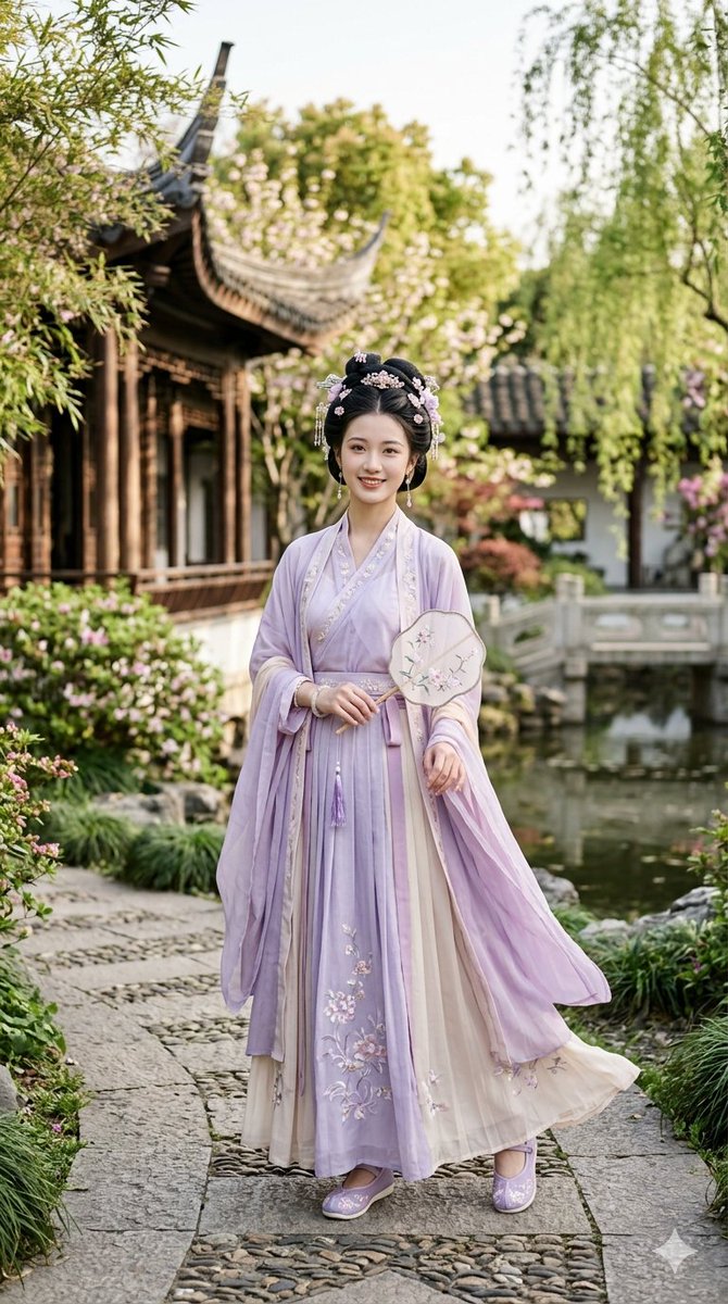 Lilac Hanfu Full-Body Portrait in Song Style — AI result, variation 4 of 4
