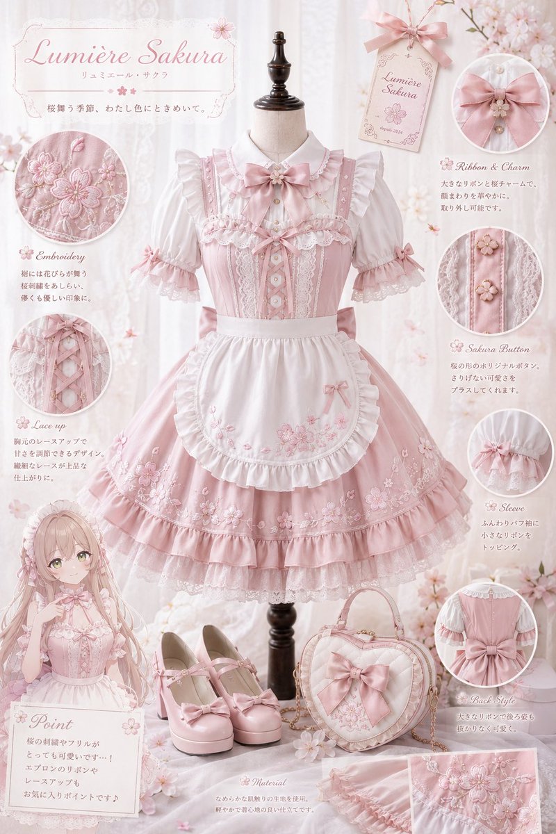 Lolita Fashion Lookbook Collage With Central Dress — AI result, variation 2 of 2