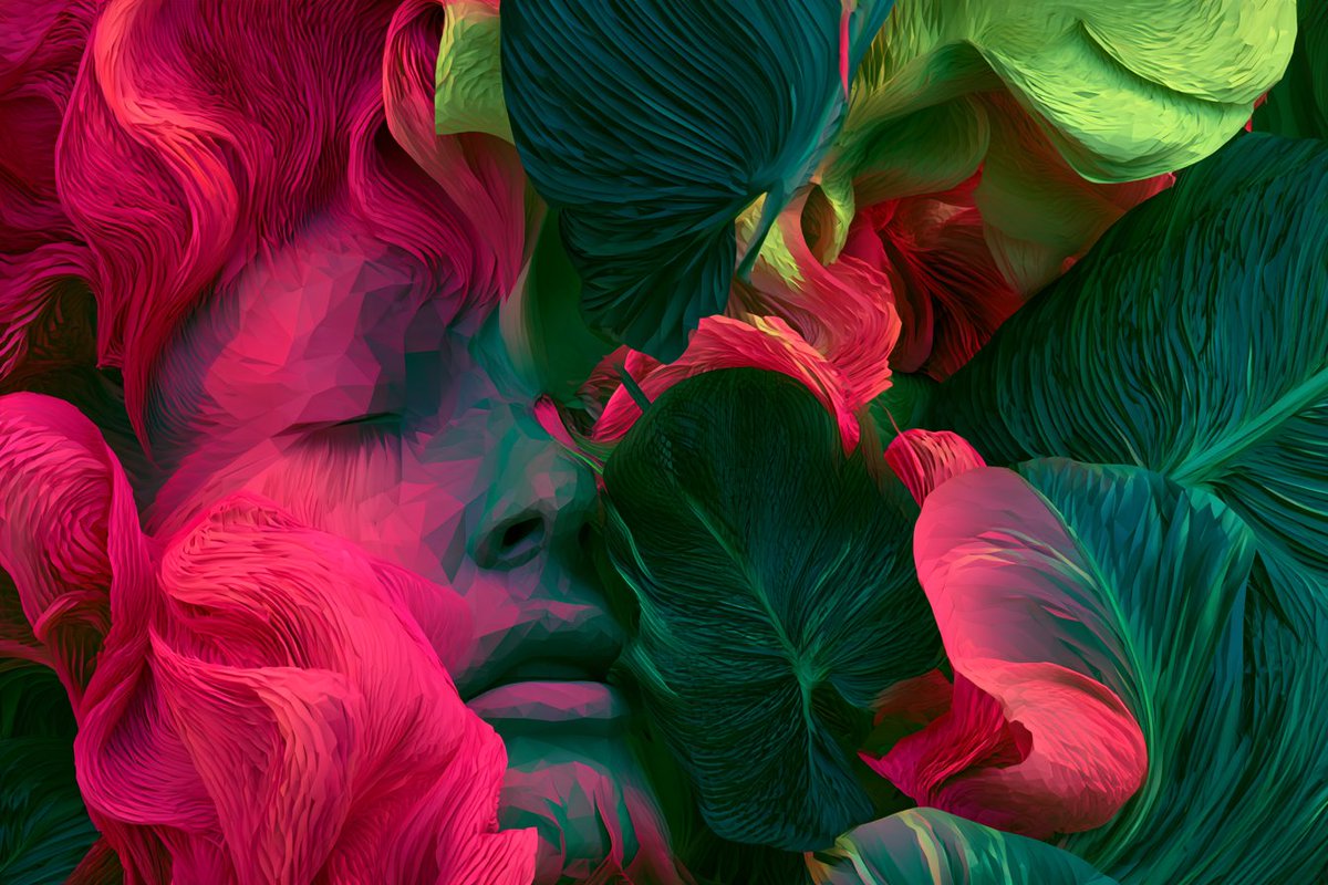 Low Poly Biomorphic Bloom Scene in Gradient Colors — AI result, variation 4 of 4