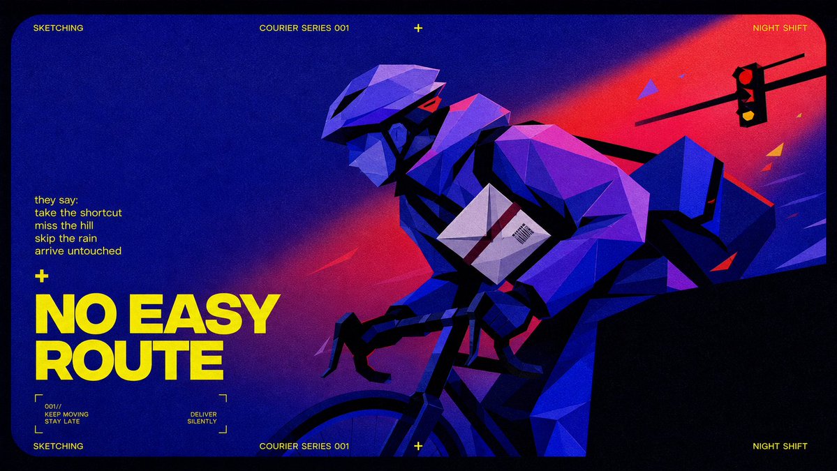 Low-Poly Contrarian Poster With Yellow Headline — AI result, variation 4 of 4