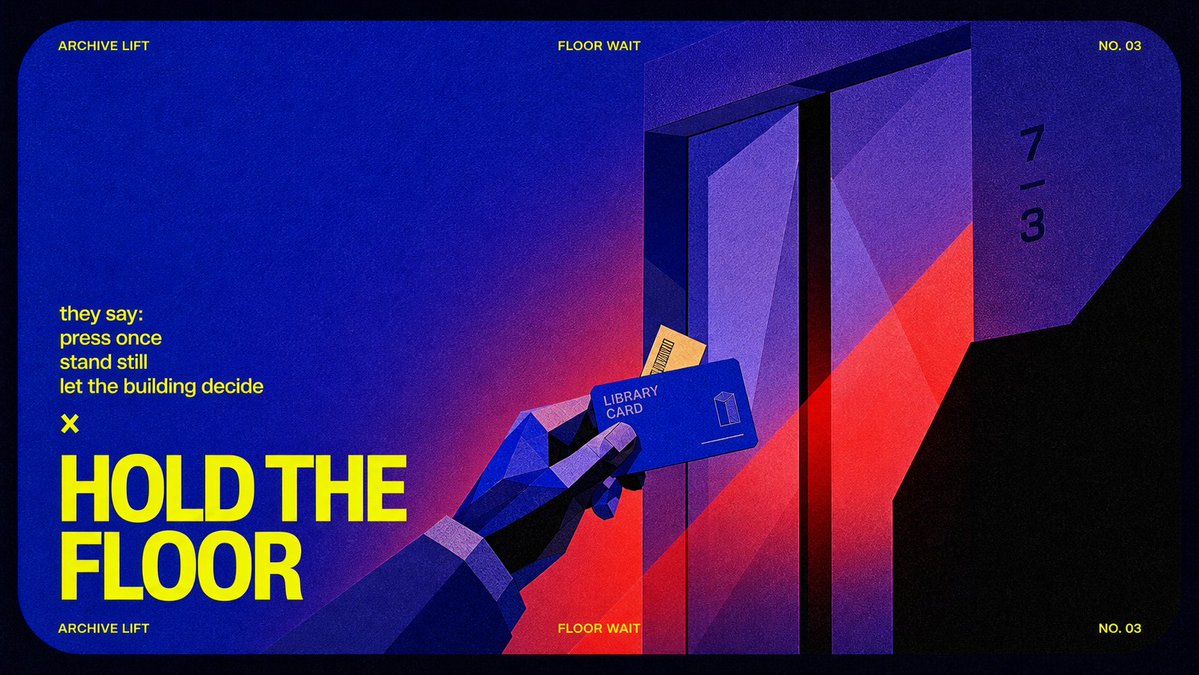 A faceted indigo poster where a cliché instruction block is directly undercut by a heavy yellow headline. A single mundane object, lit by a sharp red beam…