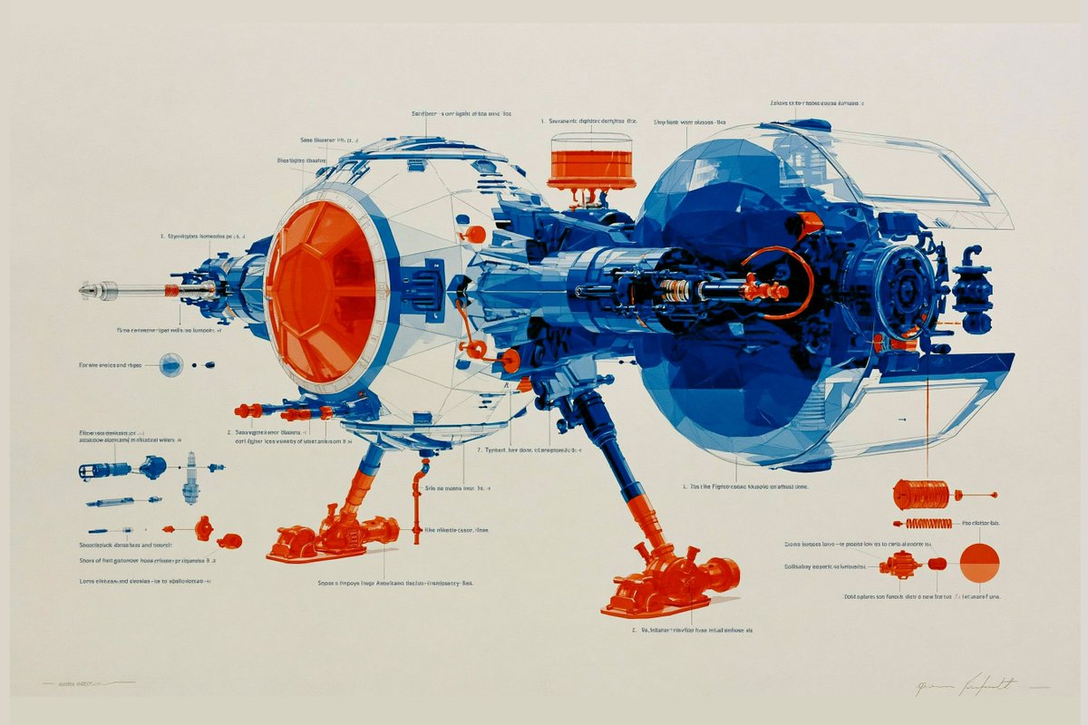 Low-Poly TIE Fighter Autopsy Infographic — AI result, variation 2 of 4