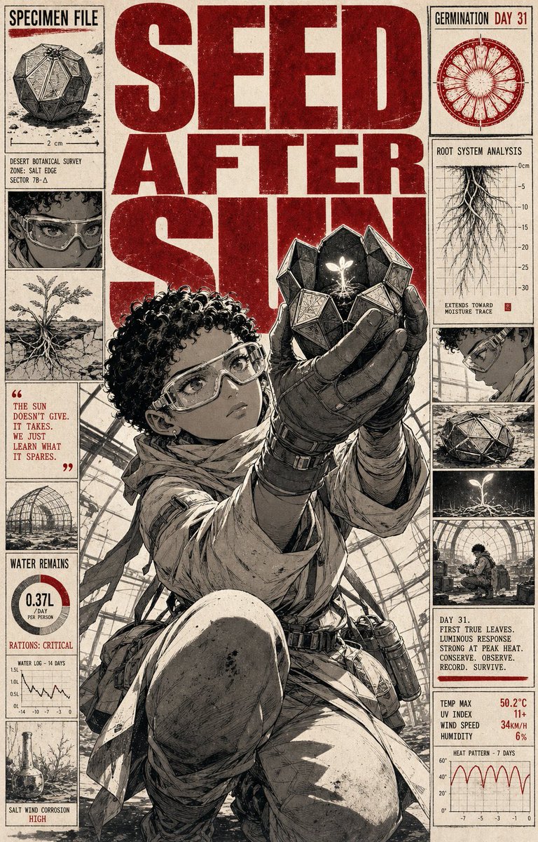 Lunar Repair Worker Comic Poster in Crimson — AI result, variation 4 of 4