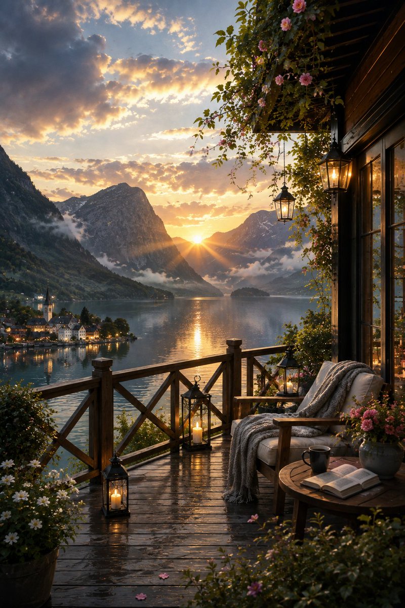 Luxury Lakeside Travel Editorial Ad Prompt — AI result, variation 3 of 4