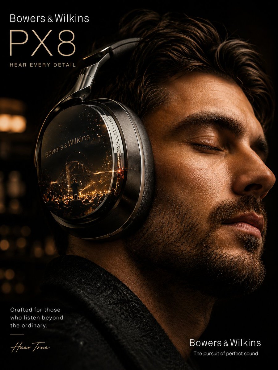 A premium advertising poster in which one product sits at the center, lit like a film still, with realistic reflections, soft floating particles, and a minimal…
