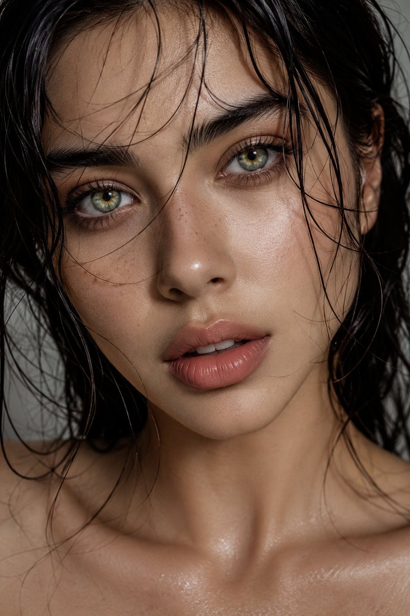 Macro Beauty Portrait With Sage-Green Eyes — AI result, variation 2 of 3