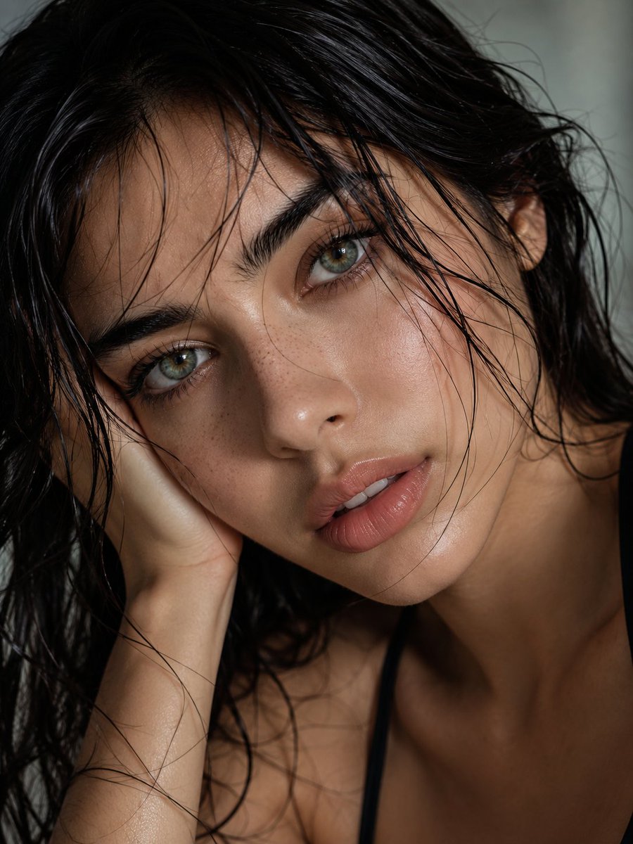 Macro Beauty Portrait With Sage-Green Eyes — AI result, variation 3 of 3