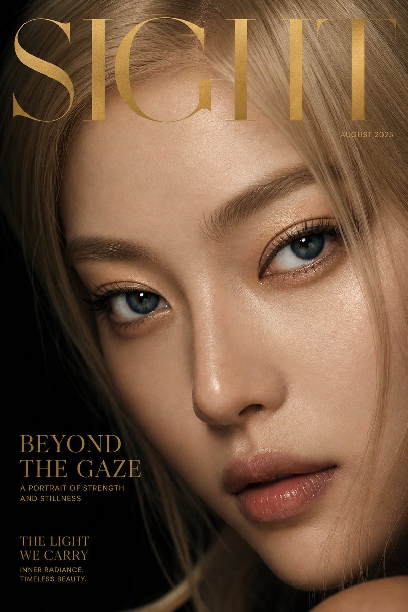 Magazine Cover Beauty Close-Up With Gold Lighting — AI result, variation 2 of 3
