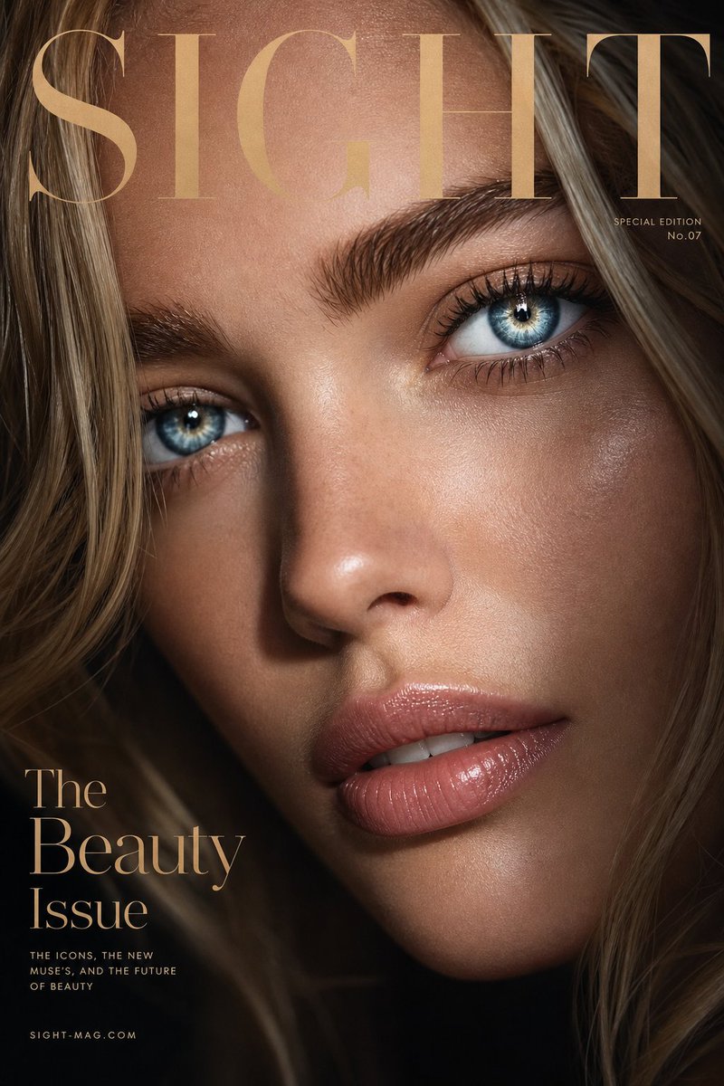 Magazine Cover Beauty Close-Up With Gold Lighting — AI result, variation 3 of 3