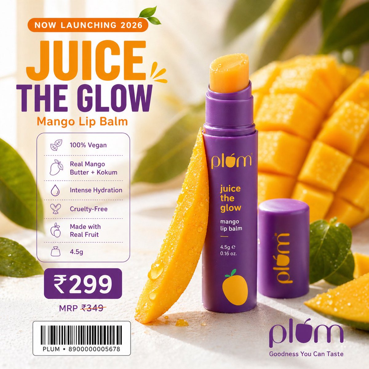 Mango Lip Balm Launch Poster in Photorealistic Style — AI result, variation 2 of 4