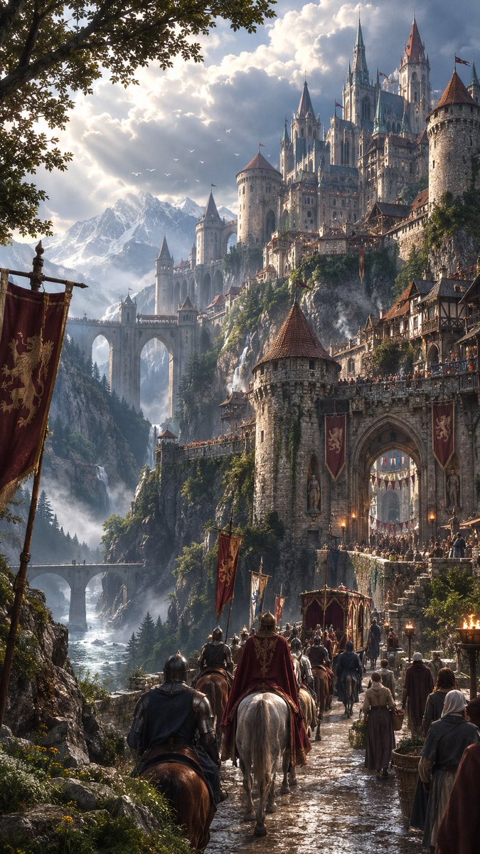 Medieval Mountain Kingdom Castle Scene Prompt — AI result, variation 2 of 4