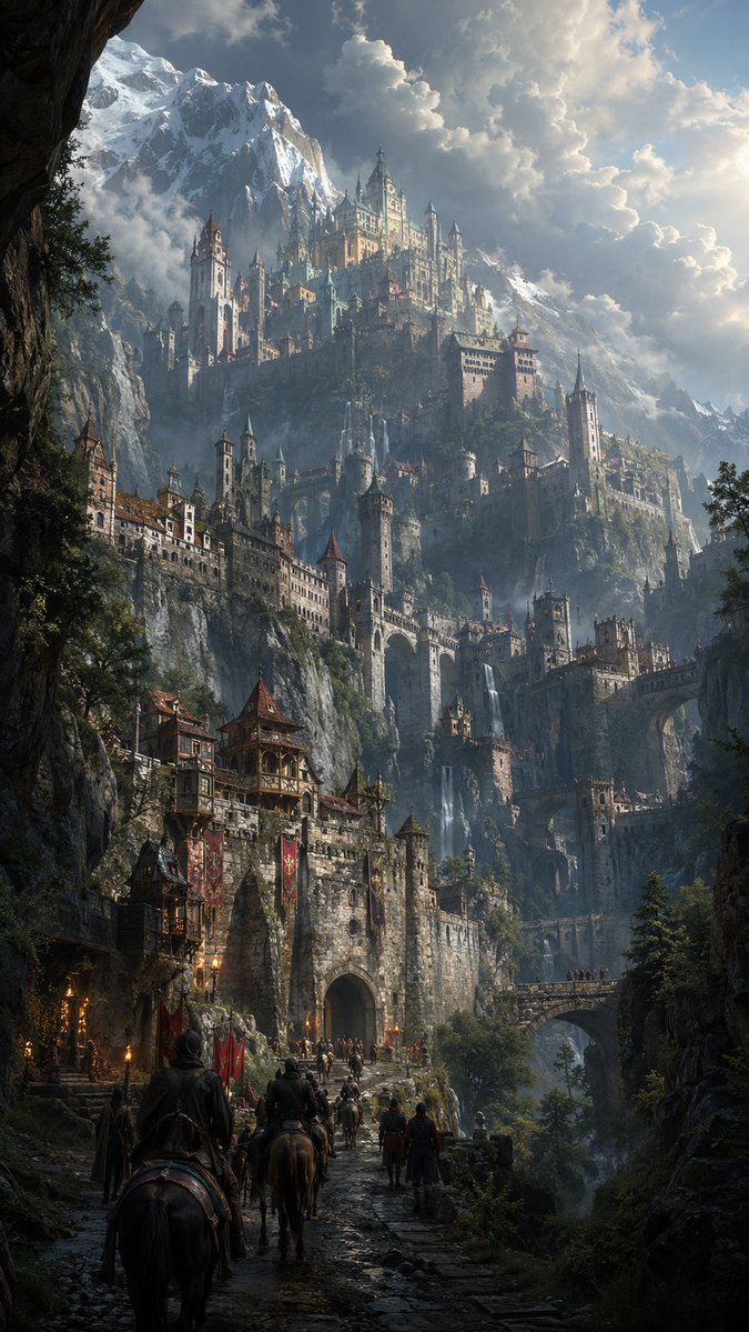 Medieval Mountain Kingdom Castle Scene Prompt — AI result, variation 3 of 4