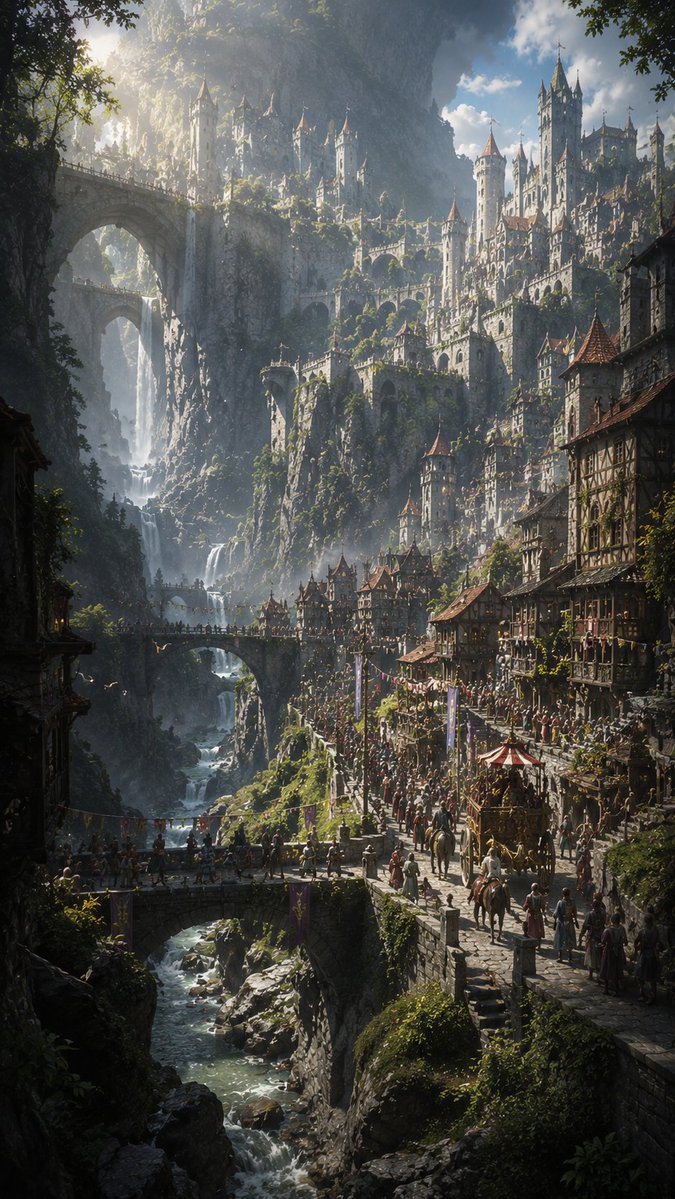 Medieval Mountain Kingdom Castle Scene Prompt — AI result, variation 4 of 4