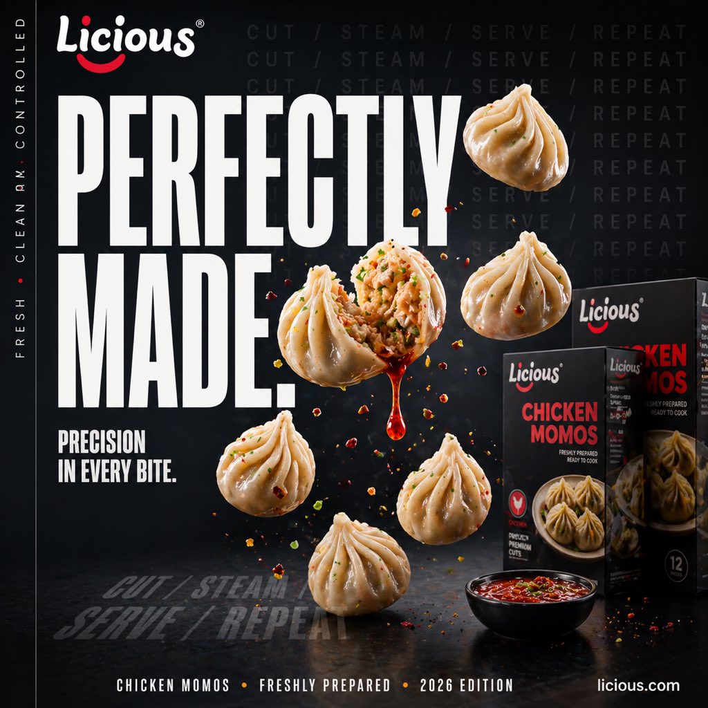 Mid-Air Momo Street Food Ad Poster — AI result, variation 3 of 4