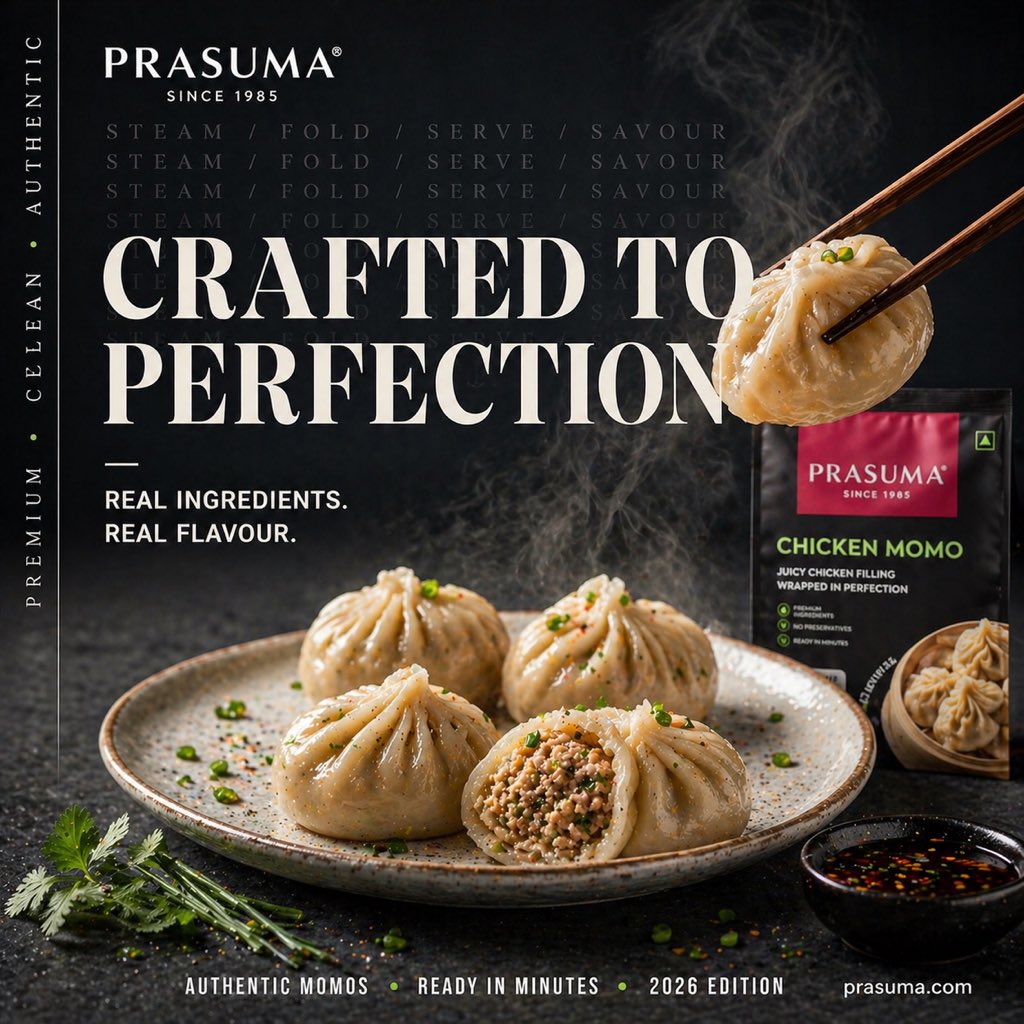 Mid-Air Momo Street Food Ad Poster — AI result, variation 4 of 4