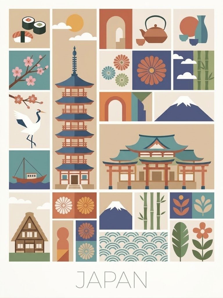 Mid-Century Country Travel Poster Template — AI result, variation 2 of 2