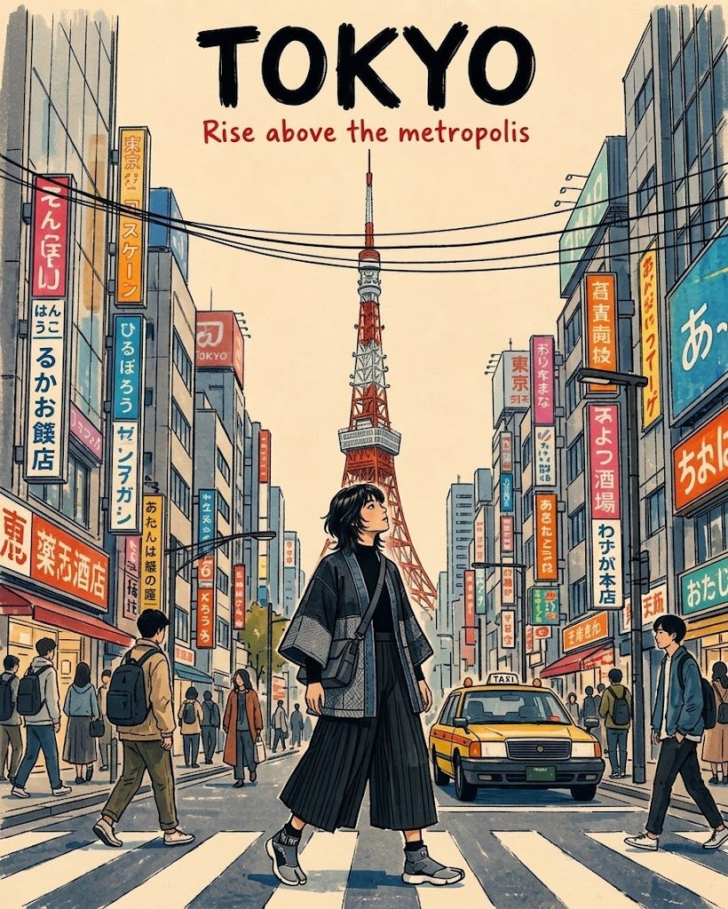 Mid-Century Travel Poster With City Landmark — AI result, variation 2 of 2
