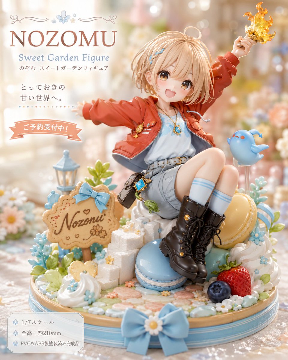 A character from a reference illustration is rebuilt as a painted mini figure on a pastel sugar-garden base. The face and silhouette stay central, so the piece…