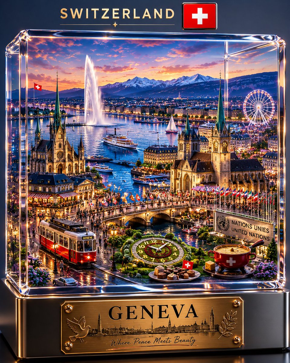 Miniature City in a Crystal Display Cube Poster — AI result, variation 4 of 4