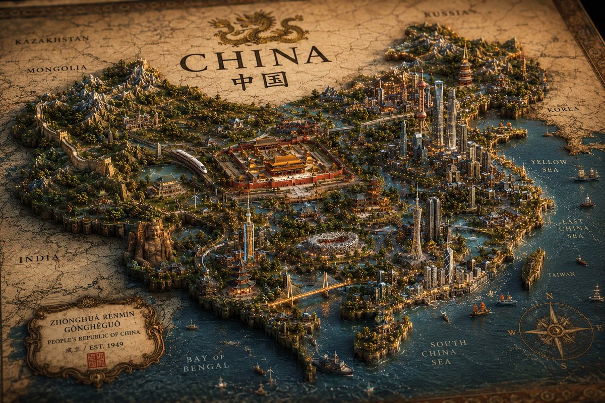 Miniature City Rising From an Antique Atlas Map — AI result, variation 4 of 4