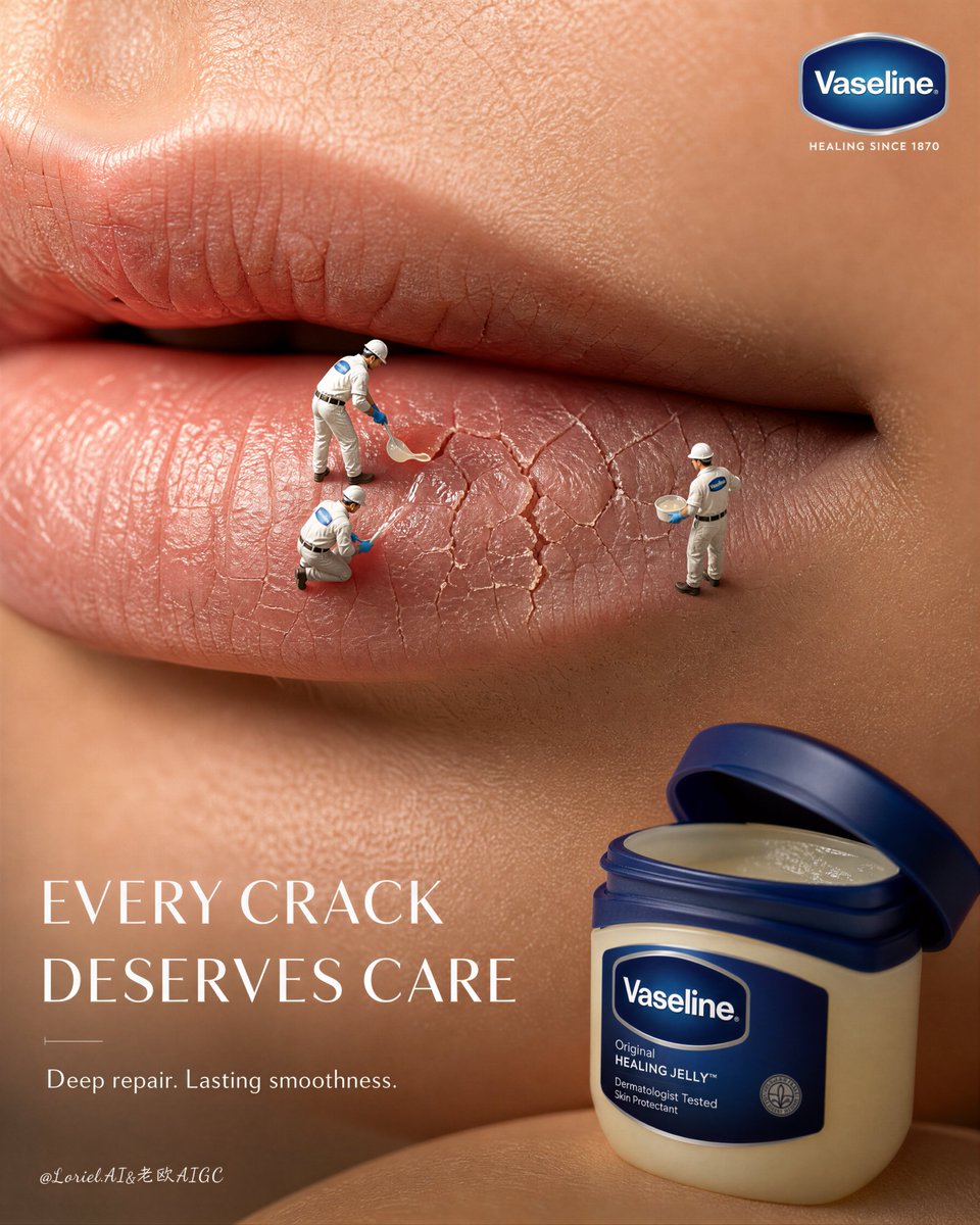 Miniature Lip Repair Vaseline Skincare Ad — AI result, variation 2 of 2