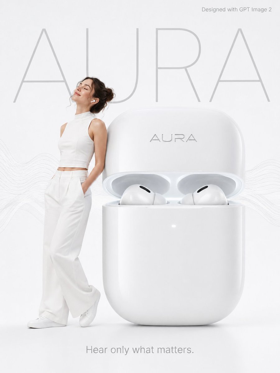 Minimalist Earbud Ad Poster with Giant Case — AI result, variation 2 of 2