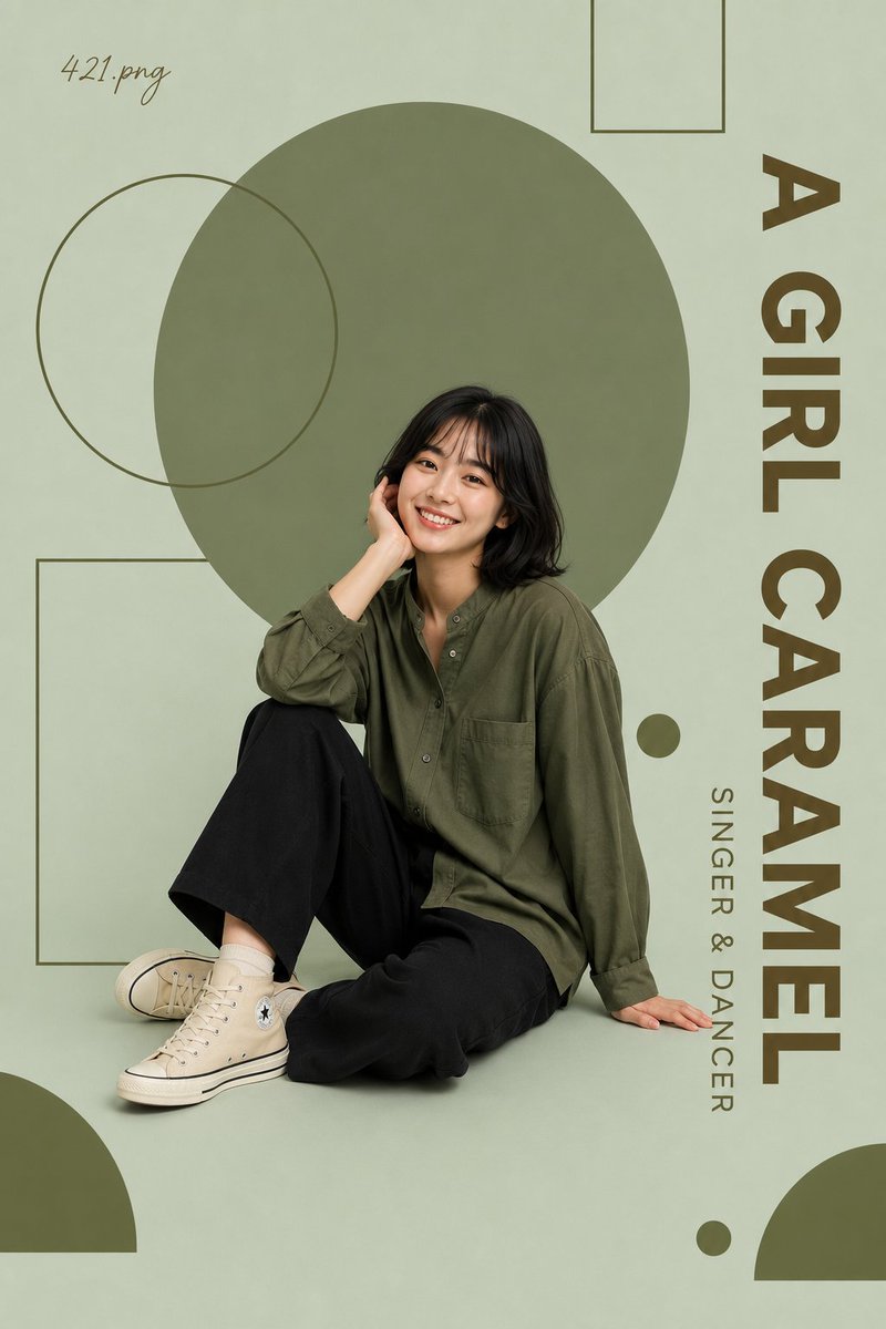 Minimalist Editorial Portrait Poster in Mint and Olive — AI result, variation 2 of 3