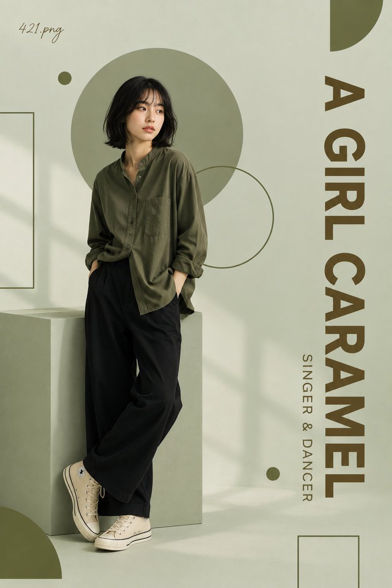 Minimalist Editorial Portrait Poster in Mint and Olive — AI result, variation 3 of 3