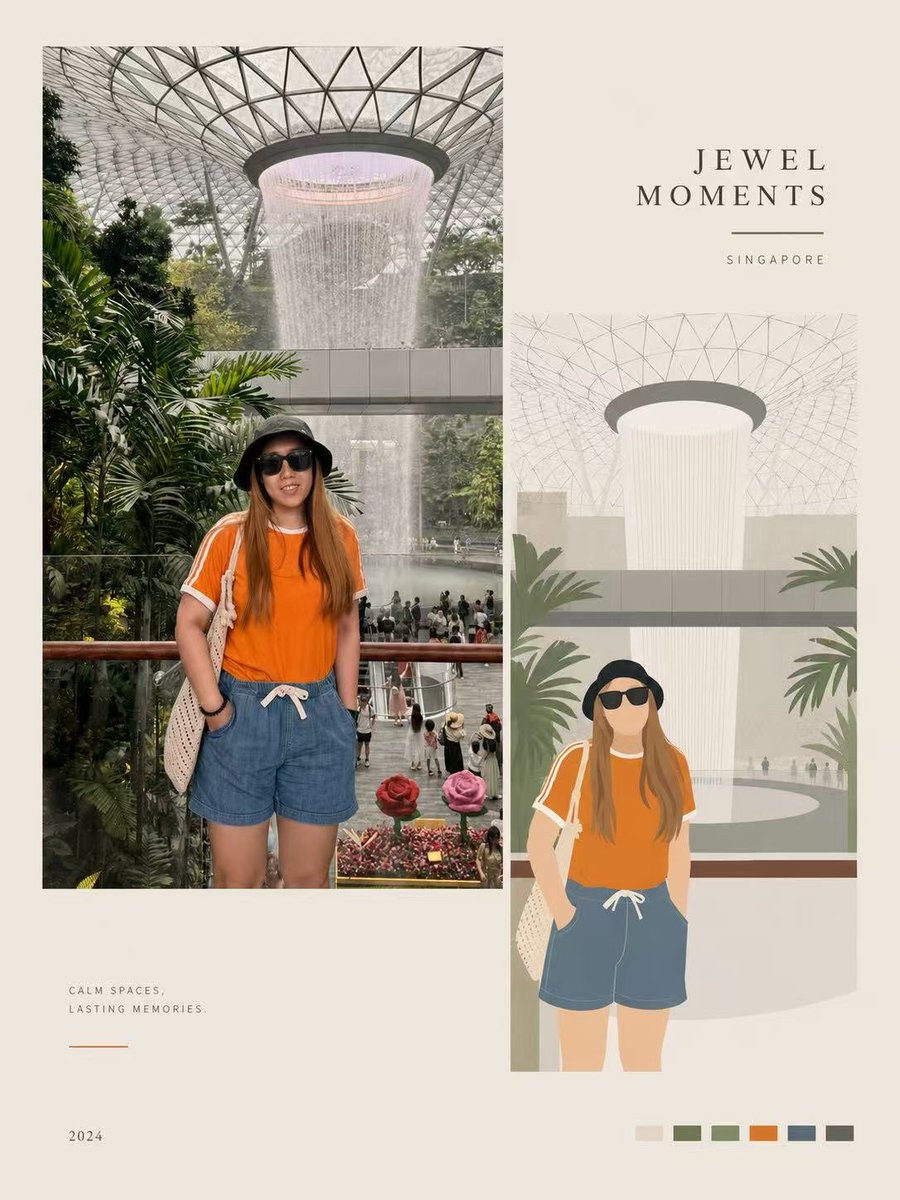 A 3:4 poster split into two halves: a softly graded photograph on one side and a flat, geometric reinterpretation of the same subject on the other. The pairing…