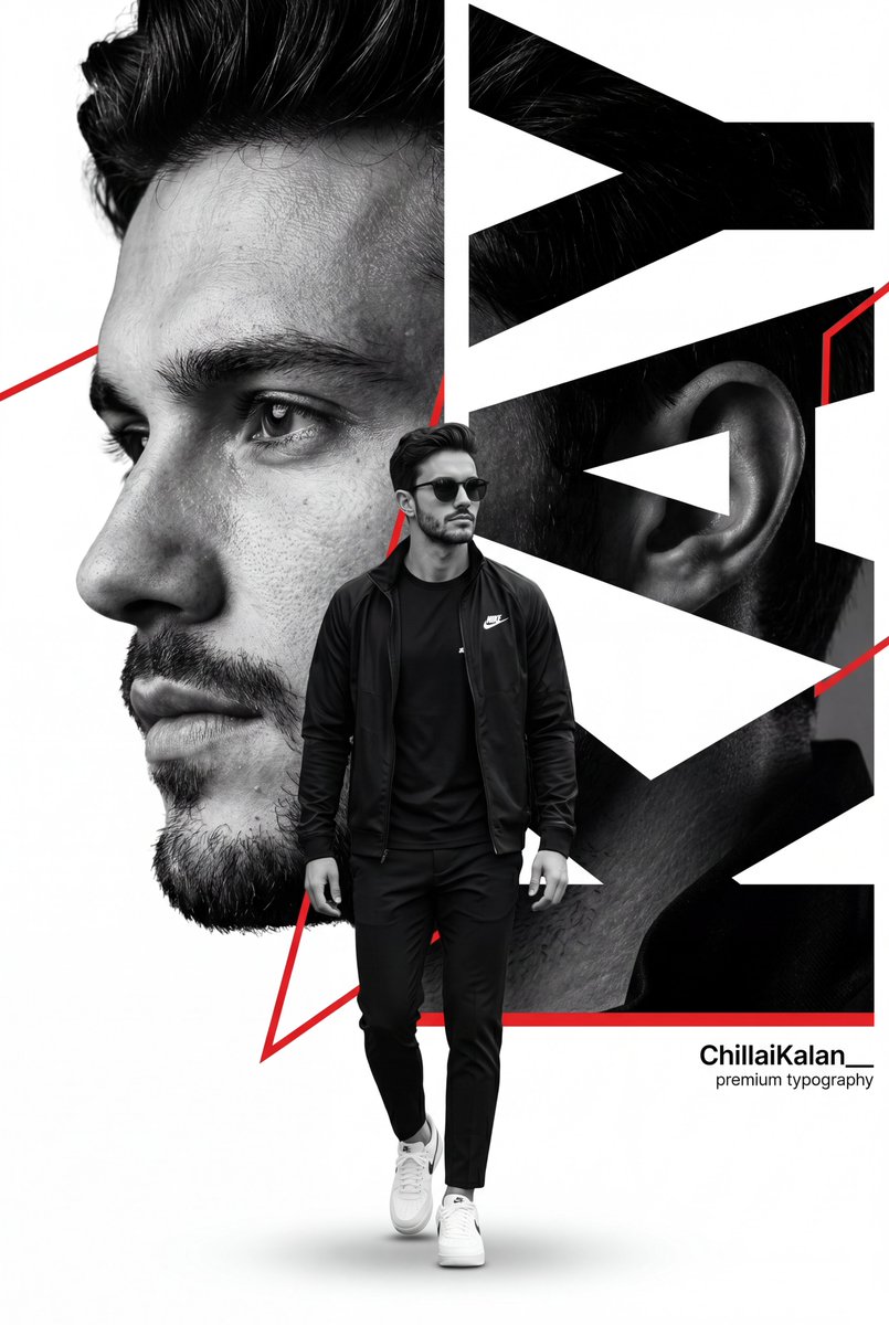 Minimalist Sports Poster With Black-and-White Portrait — AI result, variation 2 of 2