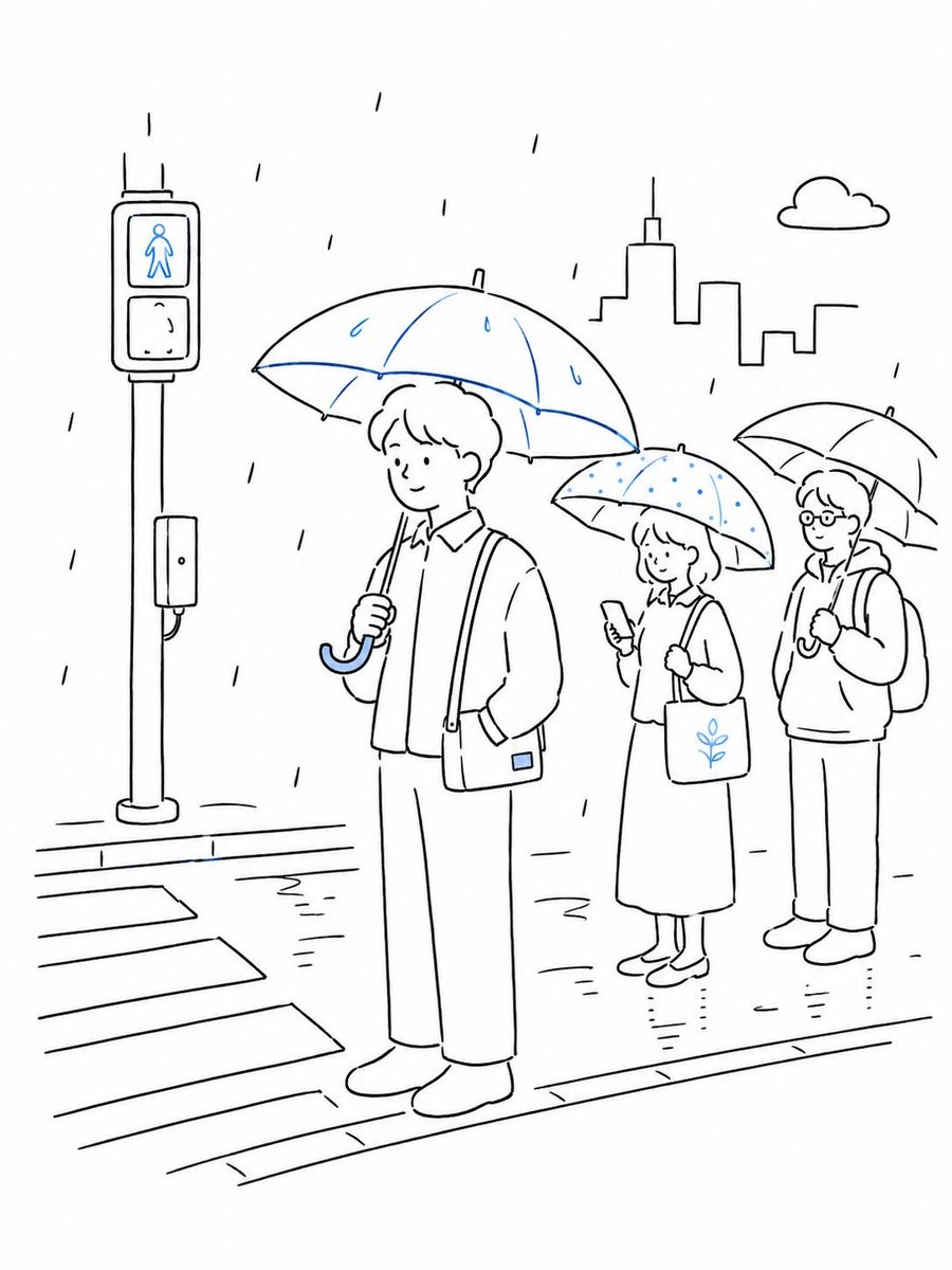 Minimalist Urban Commuter Line Art Illustration — AI result, variation 3 of 3