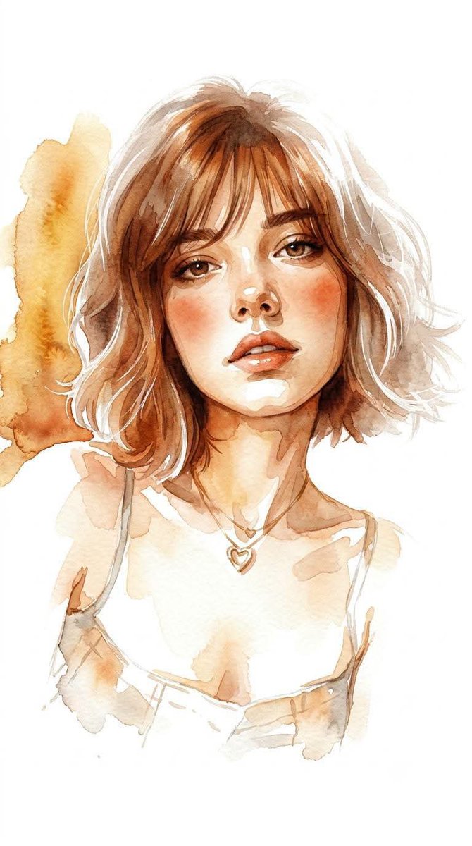 Minimalist Watercolor Portrait on White Paper — AI result, variation 2 of 3