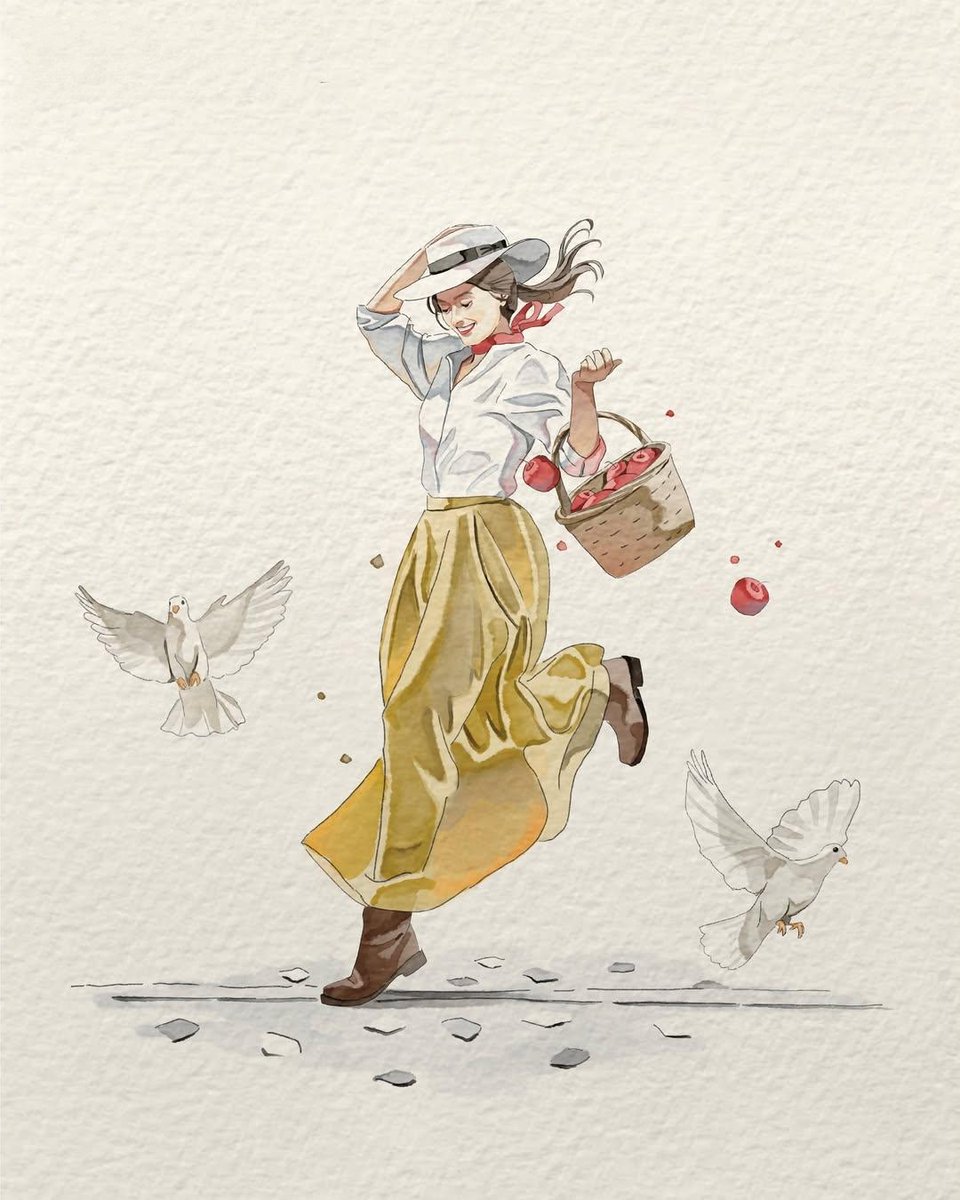 Minimalist Watercolor Woman Walking With Coffee — AI result, variation 4 of 4