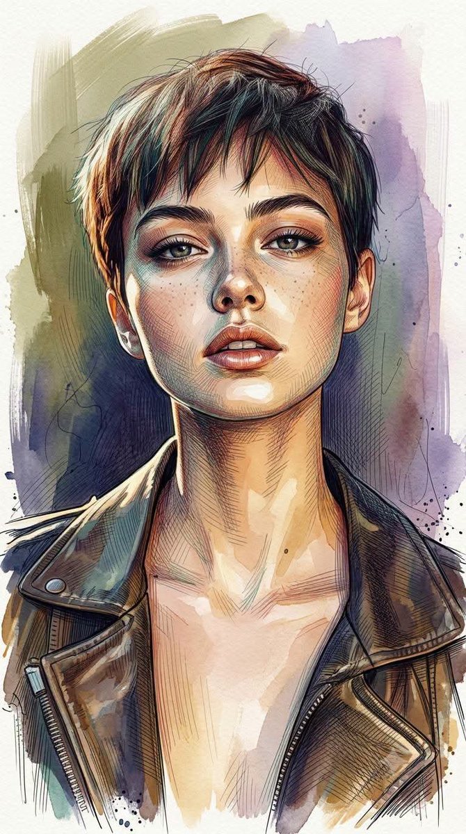 Mixed-Media Ink and Oil Portrait Illustration — AI result, variation 2 of 2