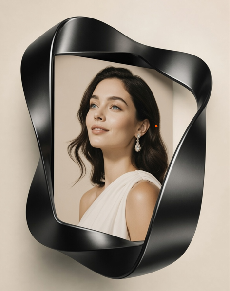 Möbius Gold Frame Editorial Portrait — AI result, variation 2 of 2