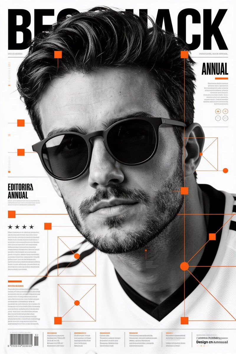 Monochrome Portrait Poster With Orange Accent — AI result, variation 2 of 2