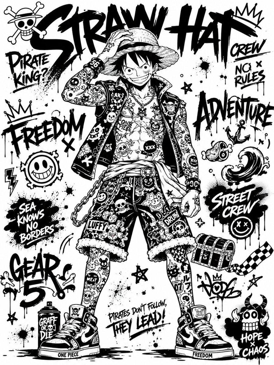 Monochrome Sticker-Bomb Tattoo Street Poster — AI result, variation 2 of 4
