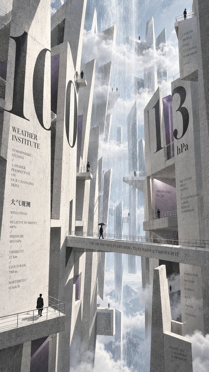 Monumental Typographic Architecture Poster in Surreal Concrete — AI result, variation 2 of 4