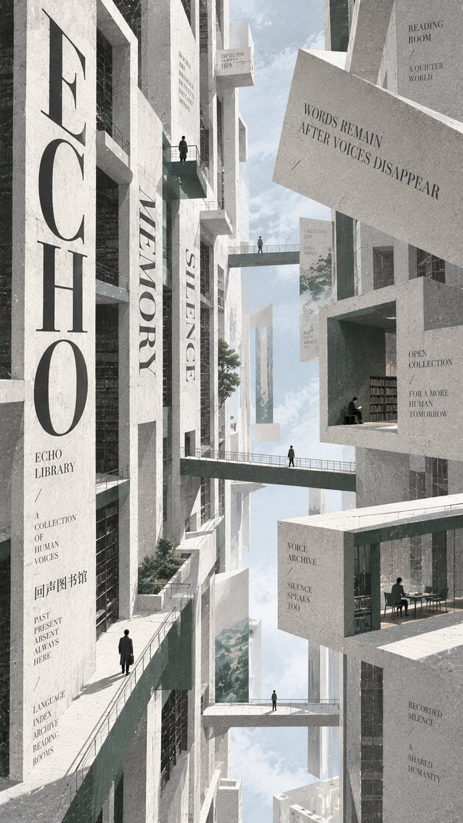 Monumental Typographic Architecture Poster in Surreal Concrete — AI result, variation 4 of 4
