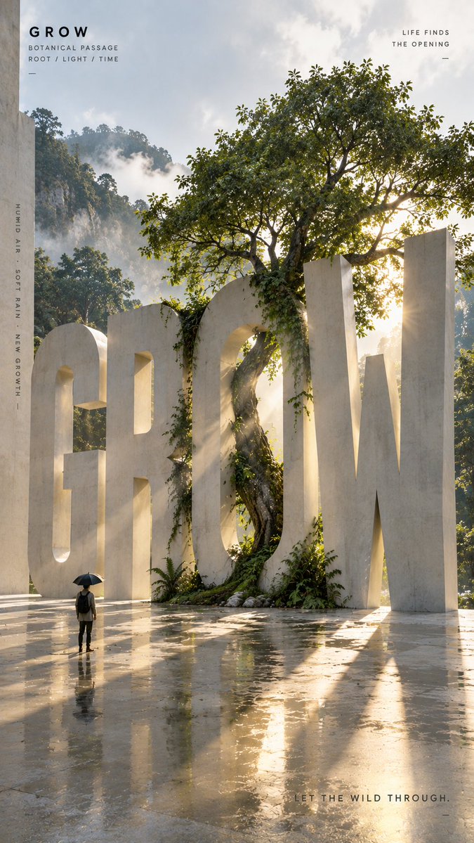 Monumental Word Architecture Poster in Photorealistic Style — AI result, variation 3 of 4