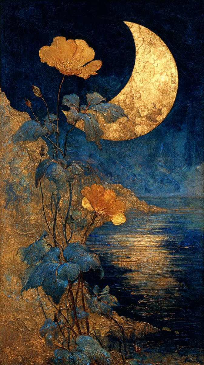 Moonlit Pagoda Oil Painting Textured Art — AI result, variation 3 of 3