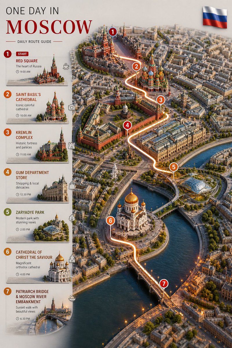 Moscow Daily Route Map Poster in 3D — AI result, variation 2 of 2