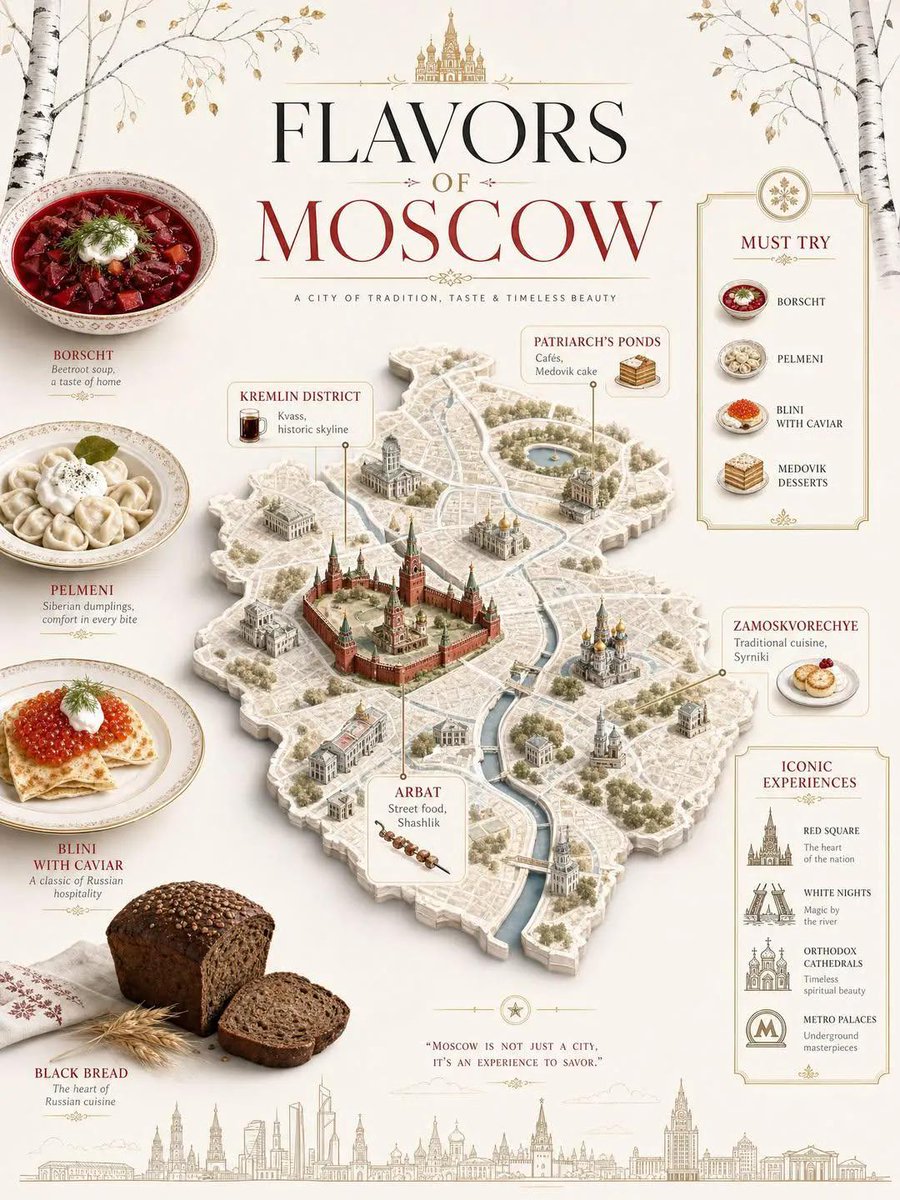 Moscow Food Map Infographic With Regional Dishes — AI result, variation 2 of 2