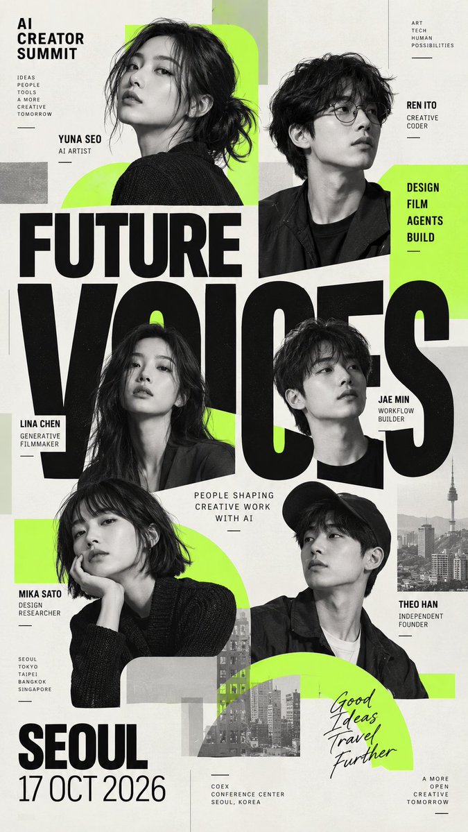 Multi-Portrait Editorial Event Poster in Vertical Layout — AI result, variation 2 of 4